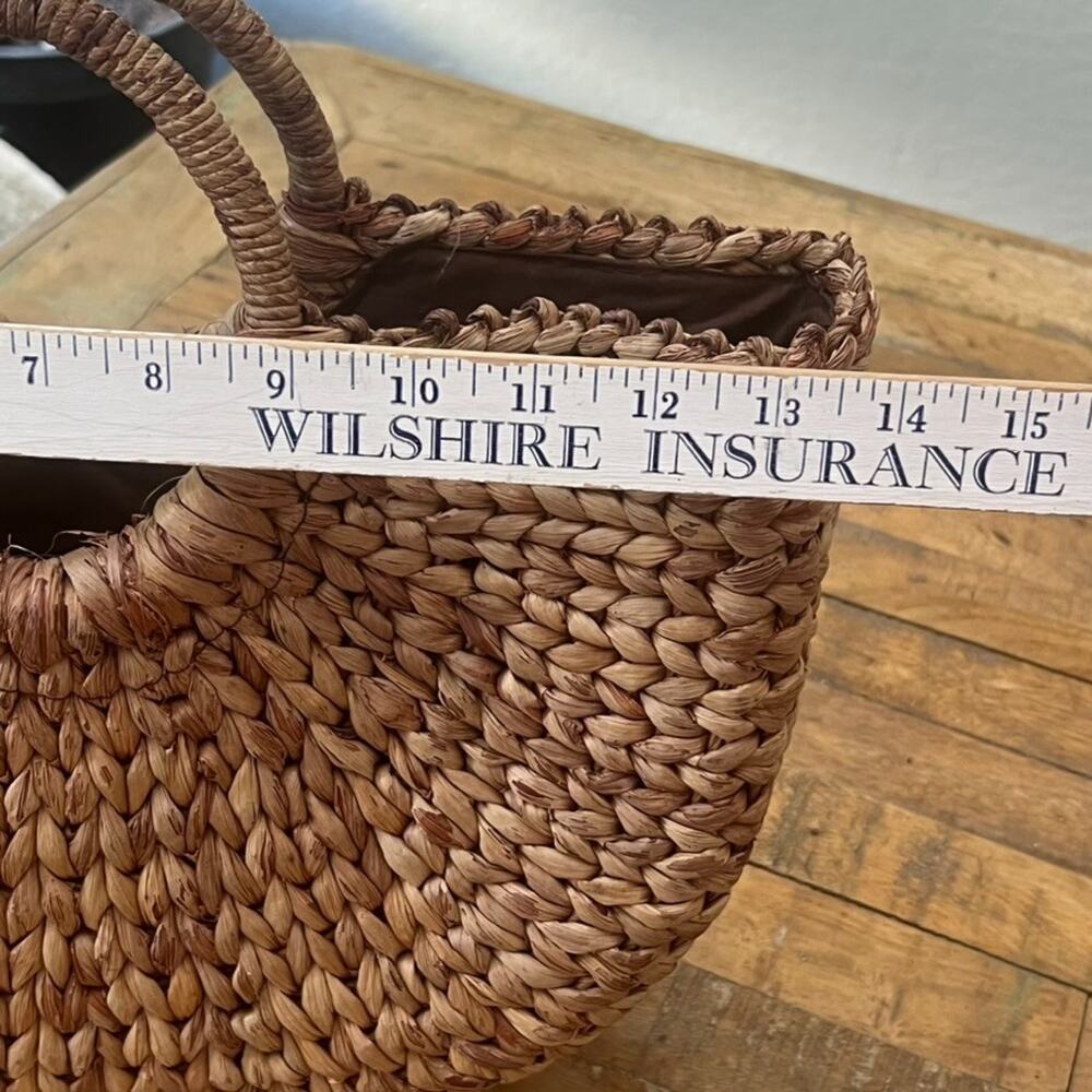 Xhilaration Straw Woven Tote Rattan Round Top Handle Handbag - Picture 7 of 13